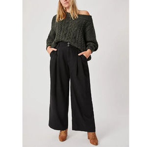 ANTHROPOLOGIE {Pilcro} Black Ultra High Rise Faded Wide Leg Jeans Trousers 27